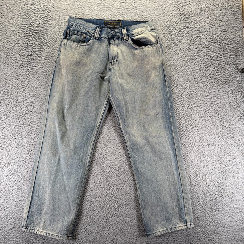 Vintage Halifax Jeans Men 30x28 Blue Cotton Denim Straight Workwear Travel Baggy